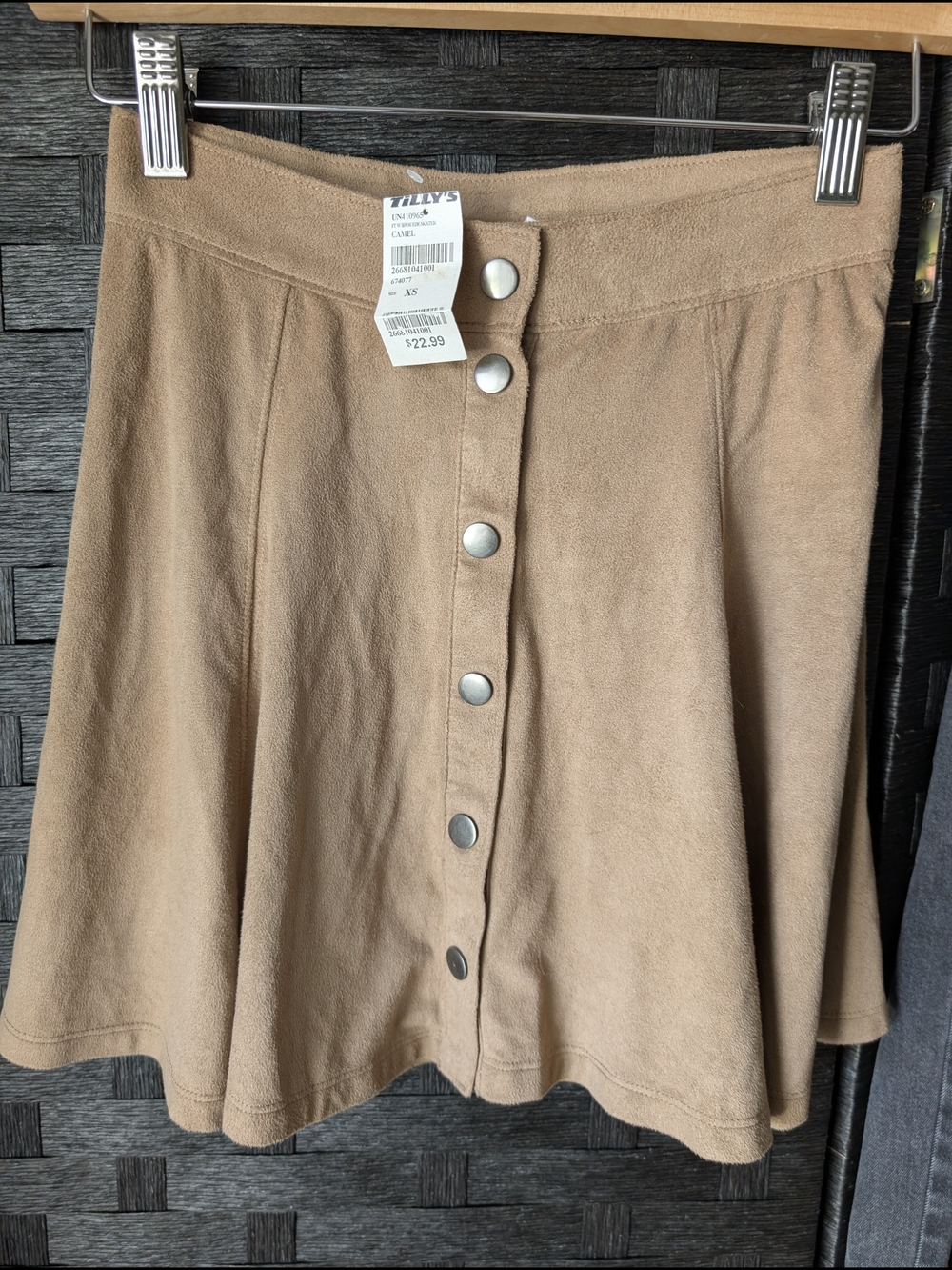 Tilly's Tan Button-Front A-Line Skirt
